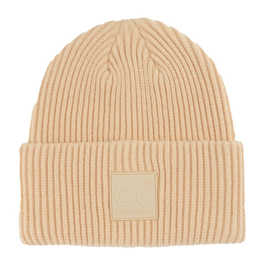 C.C Apparel Beige C.C Unisex Winter Thick Knit Plain Cuff Skull Cap Beanie Hat