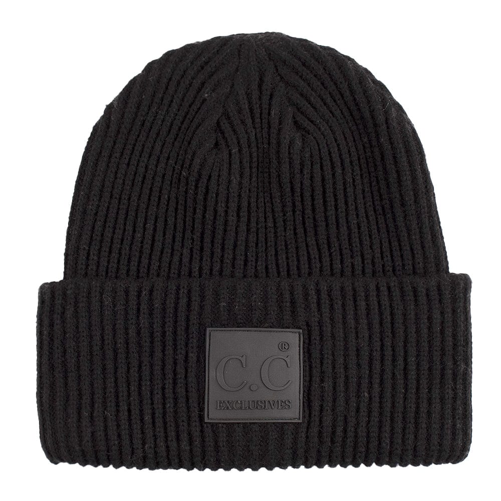 C.C Apparel Black C.C Unisex Winter Thick Knit Plain Cuff Skull Cap Beanie Hat