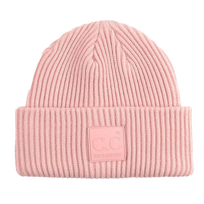 C.C Apparel Blush Pink C.C Unisex Winter Thick Knit Plain Cuff Skull Cap Beanie Hat