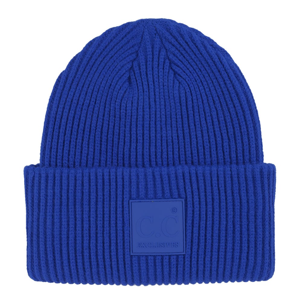 C.C Apparel Cobalt Blue C.C Unisex Winter Thick Knit Plain Cuff Skull Cap Beanie Hat