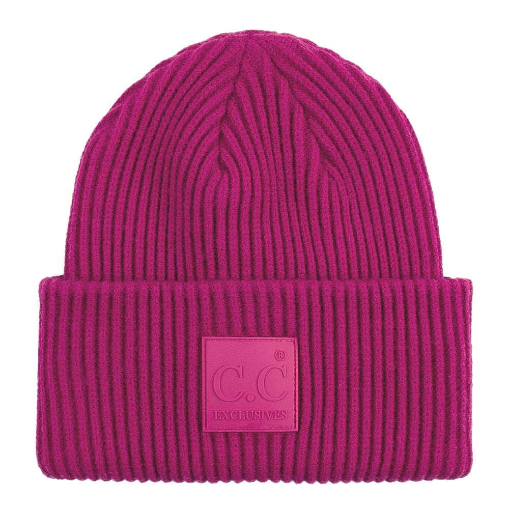 C.C Apparel Hot Pink C.C Unisex Winter Thick Knit Plain Cuff Skull Cap Beanie Hat