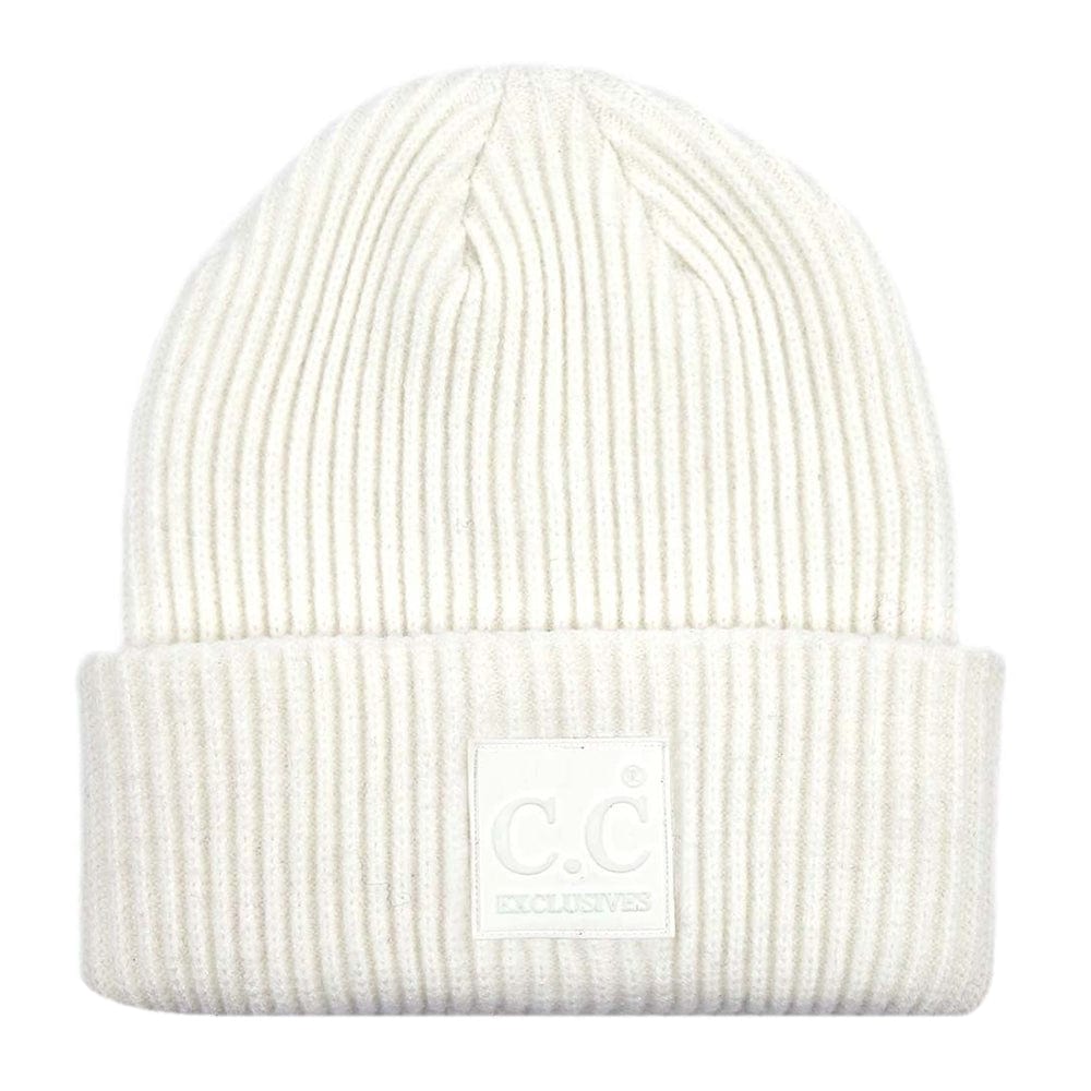 C.C Apparel Ivory C.C Unisex Winter Thick Knit Plain Cuff Skull Cap Beanie Hat