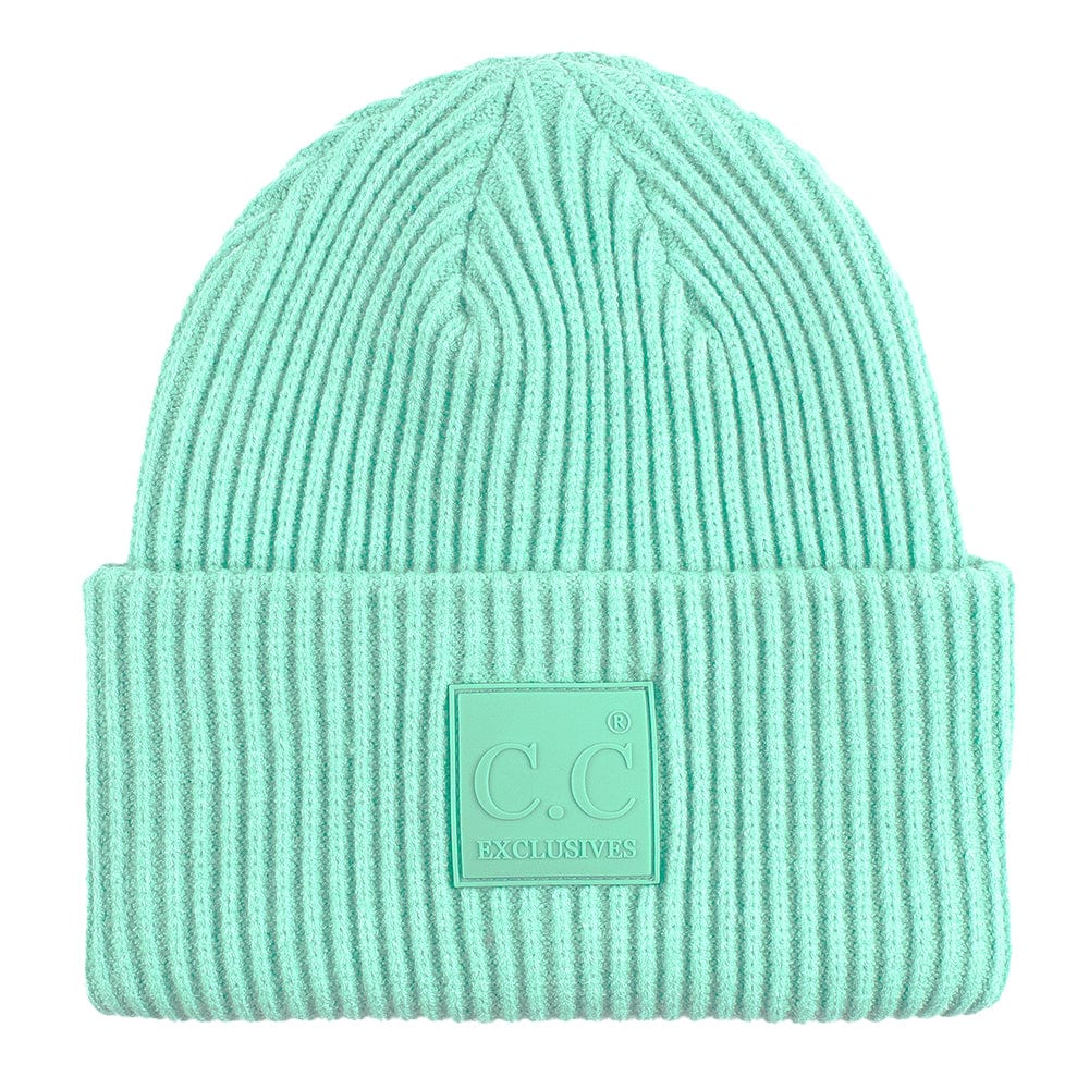 C.C Apparel Mint Green C.C Unisex Winter Thick Knit Plain Cuff Skull Cap Beanie Hat