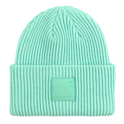 C.C Apparel Mint Green C.C Unisex Winter Thick Knit Plain Cuff Skull Cap Beanie Hat