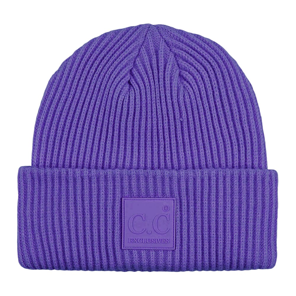 C.C Apparel Purple C.C Unisex Winter Thick Knit Plain Cuff Skull Cap Beanie Hat