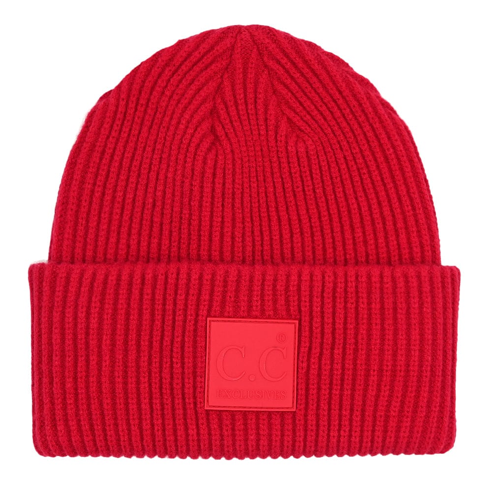C.C Apparel Red C.C Unisex Winter Thick Knit Plain Cuff Skull Cap Beanie Hat