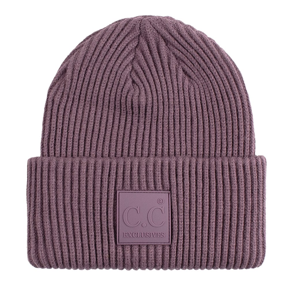 C.C Apparel Violet C.C Unisex Winter Thick Knit Plain Cuff Skull Cap Beanie Hat