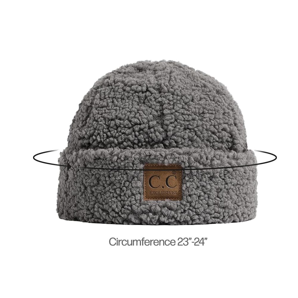 C.C Apparel C.C Women Fuzzy Lined Sherpa Cuff Warm Winter Beanie and Mitten Set