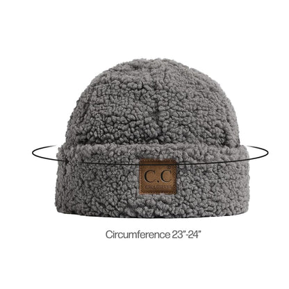 C.C Apparel C.C Women Fuzzy Lined Sherpa Cuff Warm Winter Beanie and Mitten Set