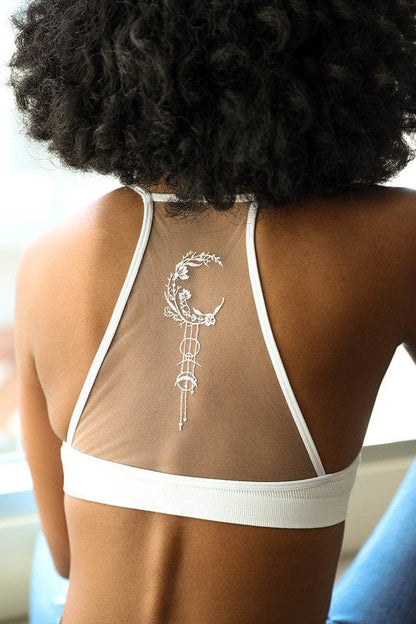 Leto Accessories White / XS/S Crescent Moon Dream Catcher Tattoo Mesh Bralette