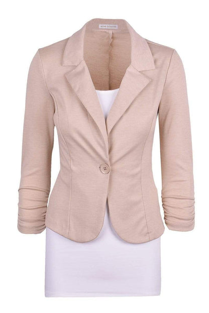 Auliné Collection Apparel Beige / Small Auliné Collection Women's Casual Work Solid Color Knit Blazer