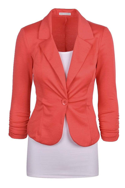 Auliné Collection Apparel Coral / Small Auliné Collection Women's Casual Work Solid Color Knit Blazer