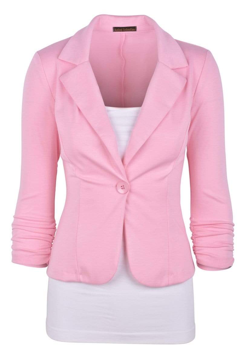 Auliné Collection Apparel Dusty Pink / Small Auliné Collection Women's Casual Work Solid Color Knit Blazer