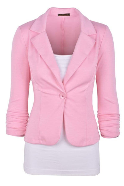 Auliné Collection Apparel Dusty Pink / Small Auliné Collection Women's Casual Work Solid Color Knit Blazer