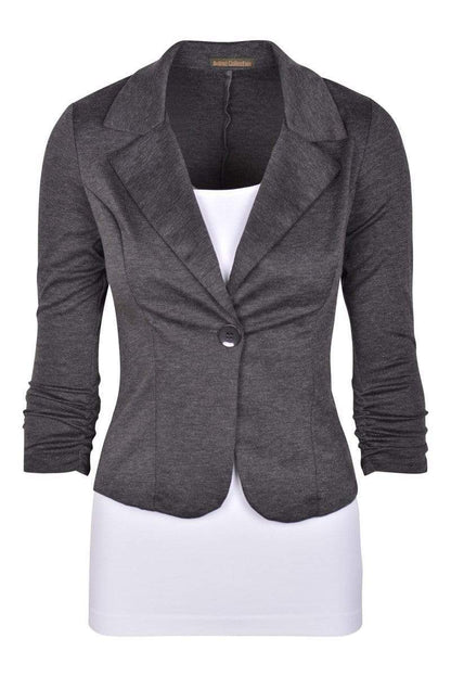 Auliné Collection Apparel Heather Charcoal / Small Auliné Collection Women's Casual Work Solid Color Knit Blazer