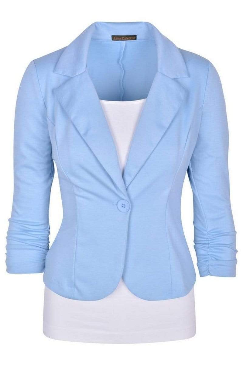 Auliné Collection Apparel Monaco Blue / Small Auliné Collection Women's Casual Work Solid Color Knit Blazer