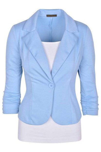 Auliné Collection Apparel Monaco Blue / Small Auliné Collection Women's Casual Work Solid Color Knit Blazer