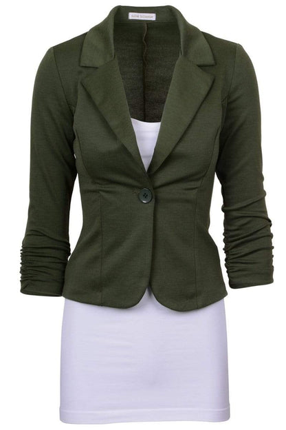 Auliné Collection Apparel Olive / Small Auliné Collection Women's Casual Work Solid Color Knit Blazer