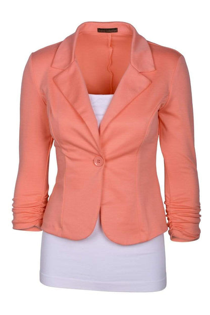 Auliné Collection Apparel Peach / Small Auliné Collection Women's Casual Work Solid Color Knit Blazer