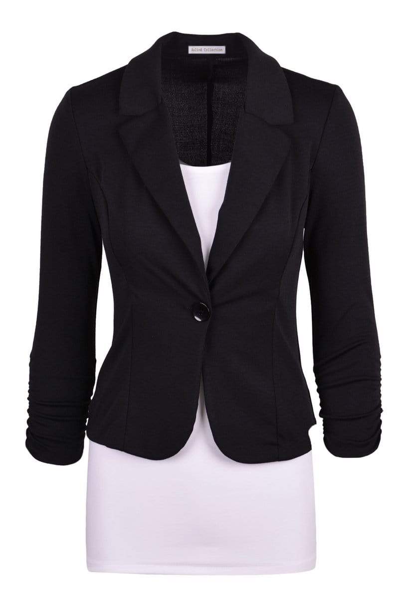 Auliné Collection Apparel Black / 1X Auliné Collection Women's Casual Work Solid Color Knit Blazer Plus Size