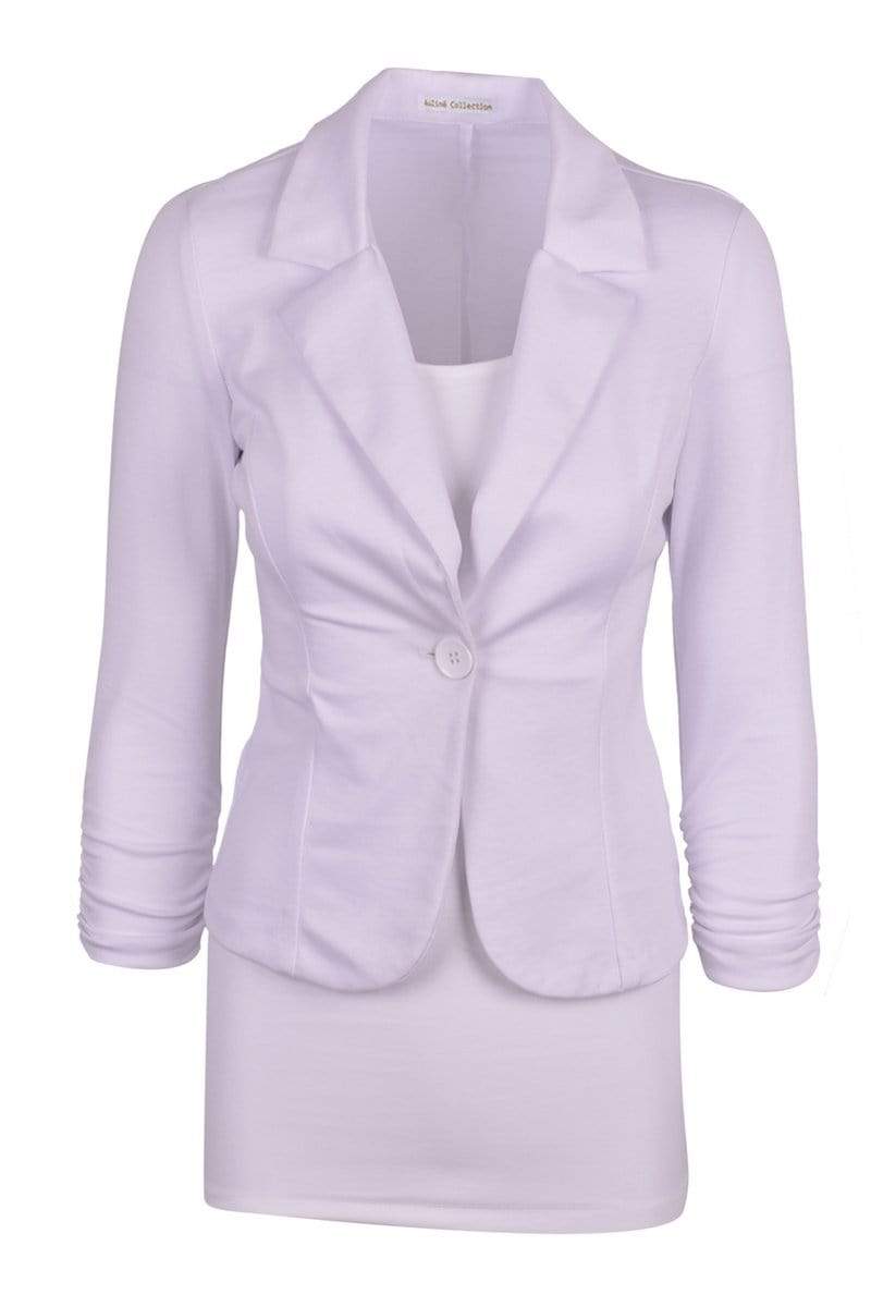 Auliné Collection Apparel White / 1X Auliné Collection Women's Casual Work Solid Color Knit Blazer Plus Size