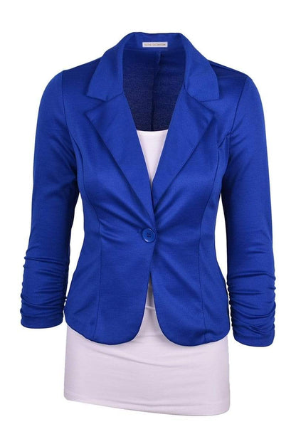 Auliné Collection Apparel Royal Blue / Small Auliné Collection Women's Casual Work Solid Color Knit Blazer