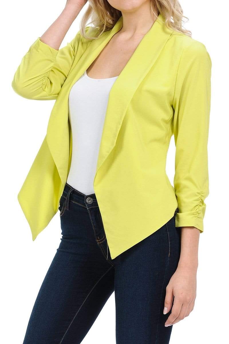 Auliné Collection Apparel Auliné Collection Womens Casual Lightweight 3/4 Sleeve Fitted Open Blazer New Colors