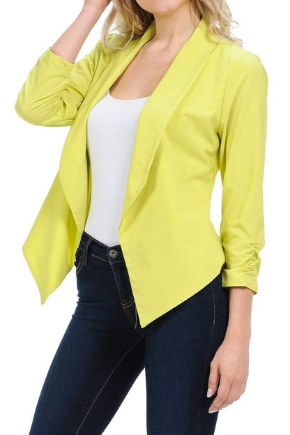 Auliné Collection Apparel Auliné Collection Womens Casual Lightweight 3/4 Sleeve Fitted Open Blazer New Colors