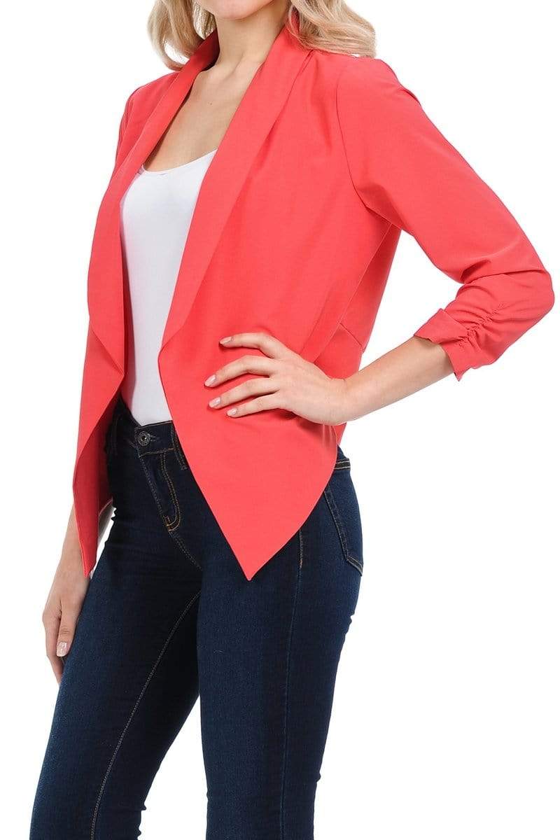 Auliné Collection Apparel Auliné Collection Womens Casual Lightweight 3/4 Sleeve Fitted Open Blazer New Colors