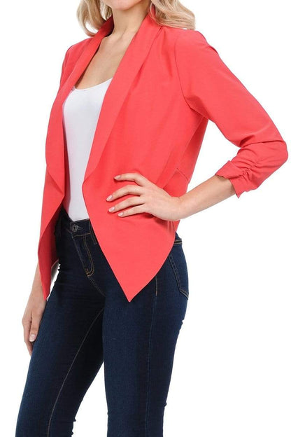 Auliné Collection Apparel Auliné Collection Womens Casual Lightweight 3/4 Sleeve Fitted Open Blazer New Colors