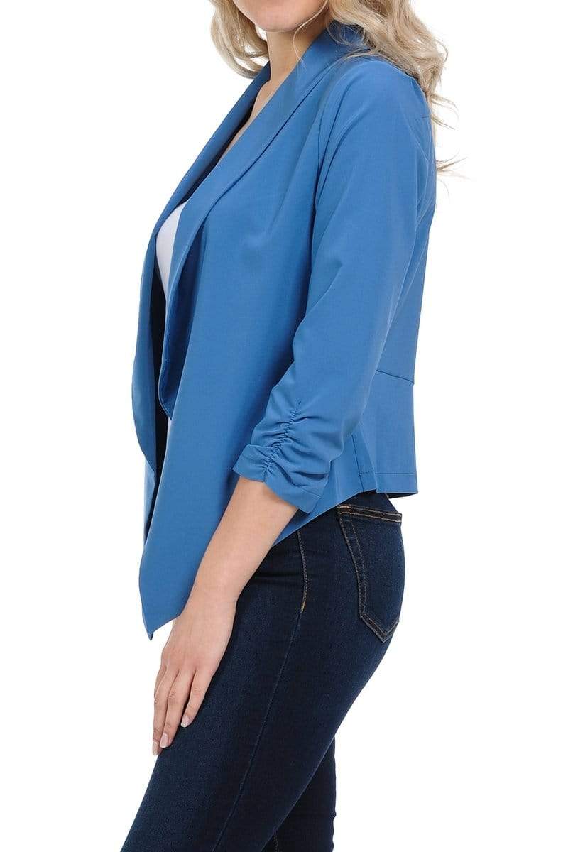 Auliné Collection Apparel Auliné Collection Womens Casual Lightweight 3/4 Sleeve Fitted Open Blazer New Colors