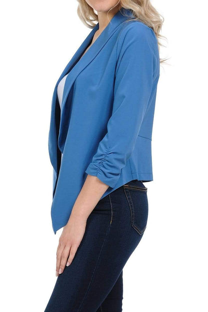 Auliné Collection Apparel Auliné Collection Womens Casual Lightweight 3/4 Sleeve Fitted Open Blazer New Colors