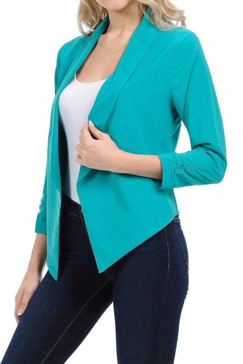 Auliné Collection Apparel Auliné Collection Womens Casual Lightweight 3/4 Sleeve Fitted Open Blazer New Colors