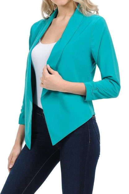 Auliné Collection Apparel Auliné Collection Womens Casual Lightweight 3/4 Sleeve Fitted Open Blazer New Colors