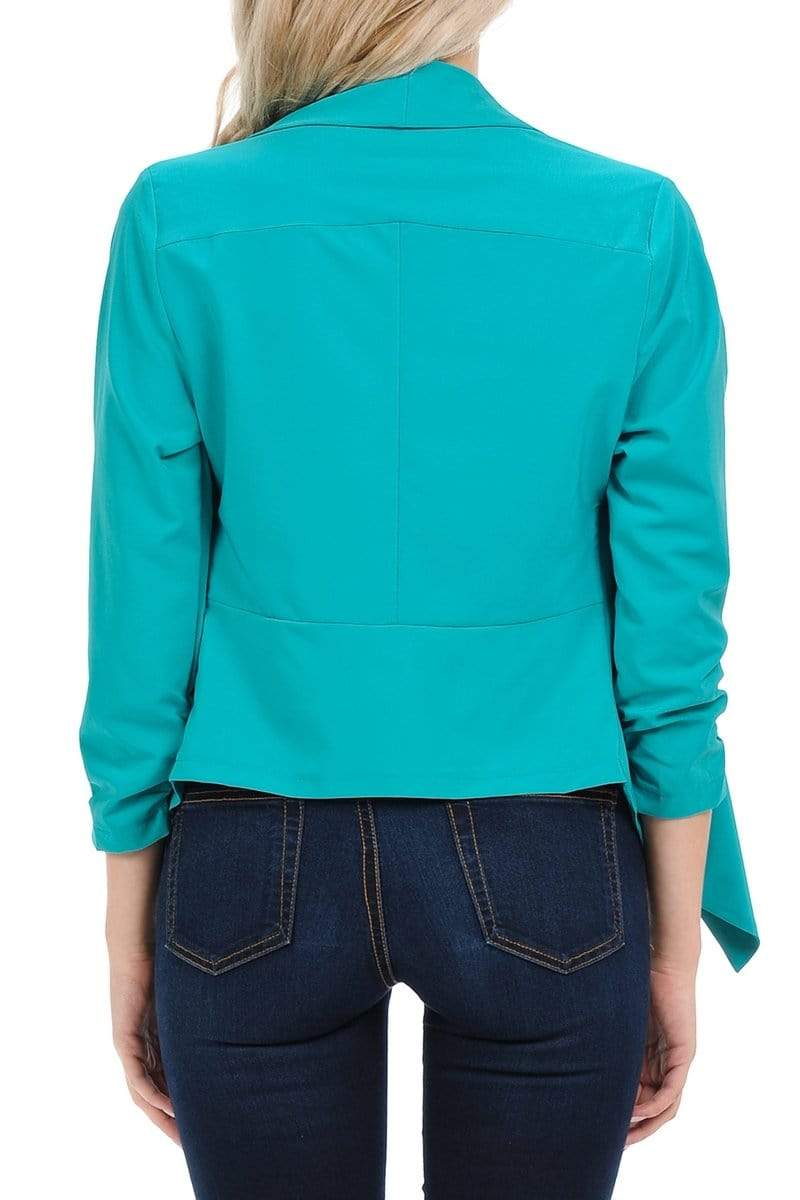 Auliné Collection Apparel Auliné Collection Womens Casual Lightweight 3/4 Sleeve Fitted Open Blazer New Colors