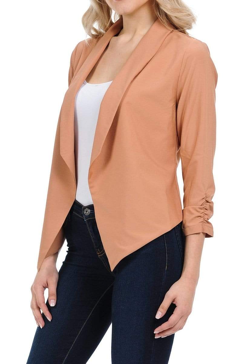 Auliné Collection Apparel Auliné Collection Womens Casual Lightweight 3/4 Sleeve Fitted Open Blazer New Colors