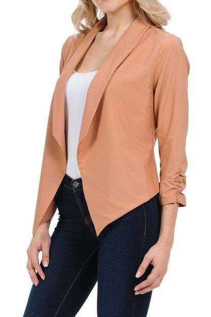 Auliné Collection Apparel Auliné Collection Womens Casual Lightweight 3/4 Sleeve Fitted Open Blazer New Colors