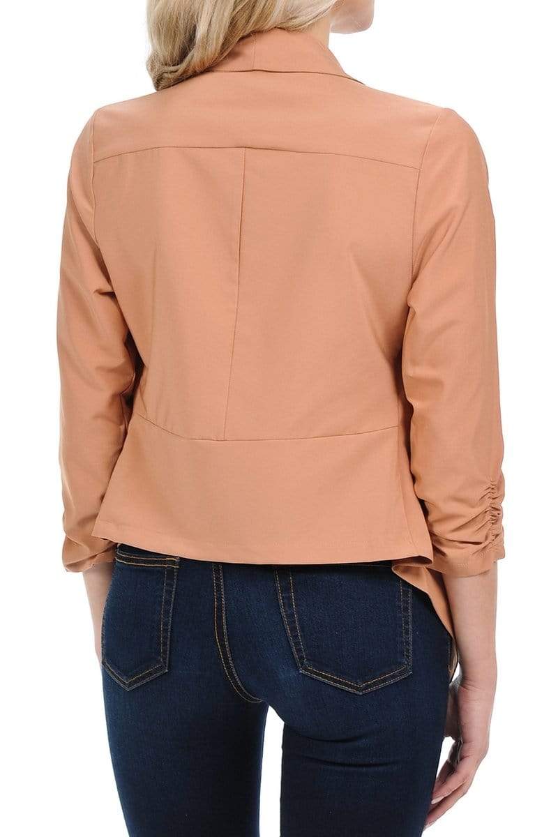 Auliné Collection Apparel Auliné Collection Womens Casual Lightweight 3/4 Sleeve Fitted Open Blazer New Colors