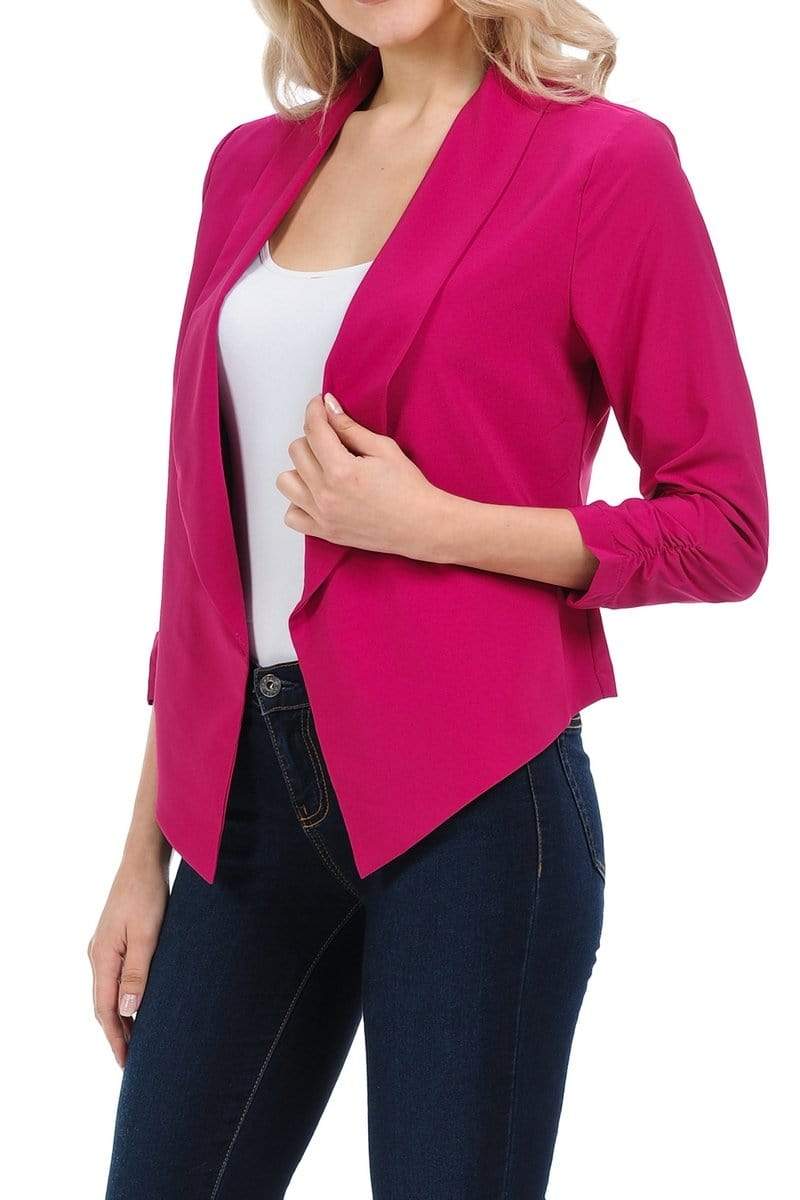 Auliné Collection Apparel Auliné Collection Womens Casual Lightweight 3/4 Sleeve Fitted Open Blazer New Colors