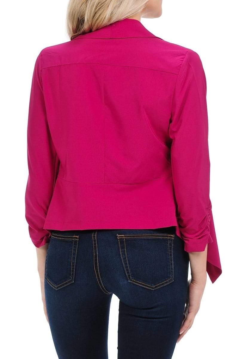 Auliné Collection Apparel Auliné Collection Womens Casual Lightweight 3/4 Sleeve Fitted Open Blazer New Colors