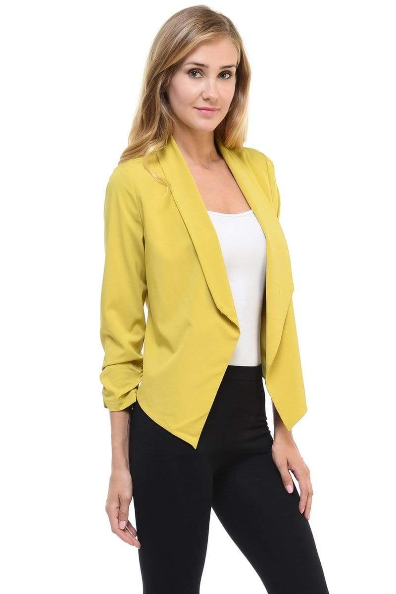 Auliné Collection Apparel Auliné Collection Womens Casual Lightweight 3/4 Sleeve Fitted Open Blazer Plus Size