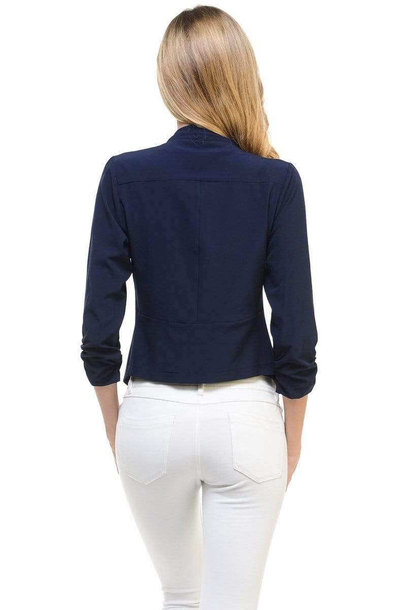 Auliné Collection Apparel Auliné Collection Womens Casual Lightweight 3/4 Sleeve Fitted Open Blazer Plus Size