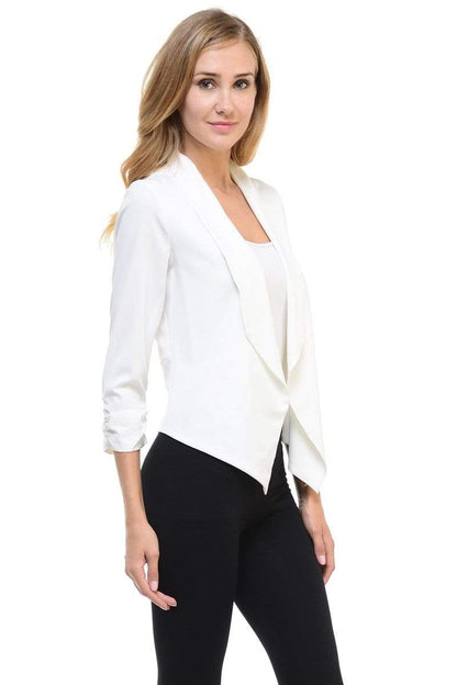 Auliné Collection Apparel Auliné Collection Womens Casual Lightweight 3/4 Sleeve Fitted Open Blazer Plus Size