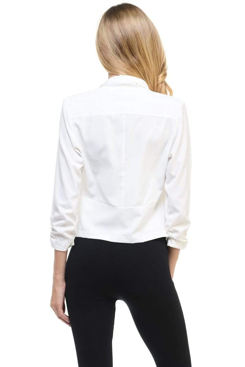 Auliné Collection Apparel Auliné Collection Womens Casual Lightweight 3/4 Sleeve Fitted Open Blazer Plus Size
