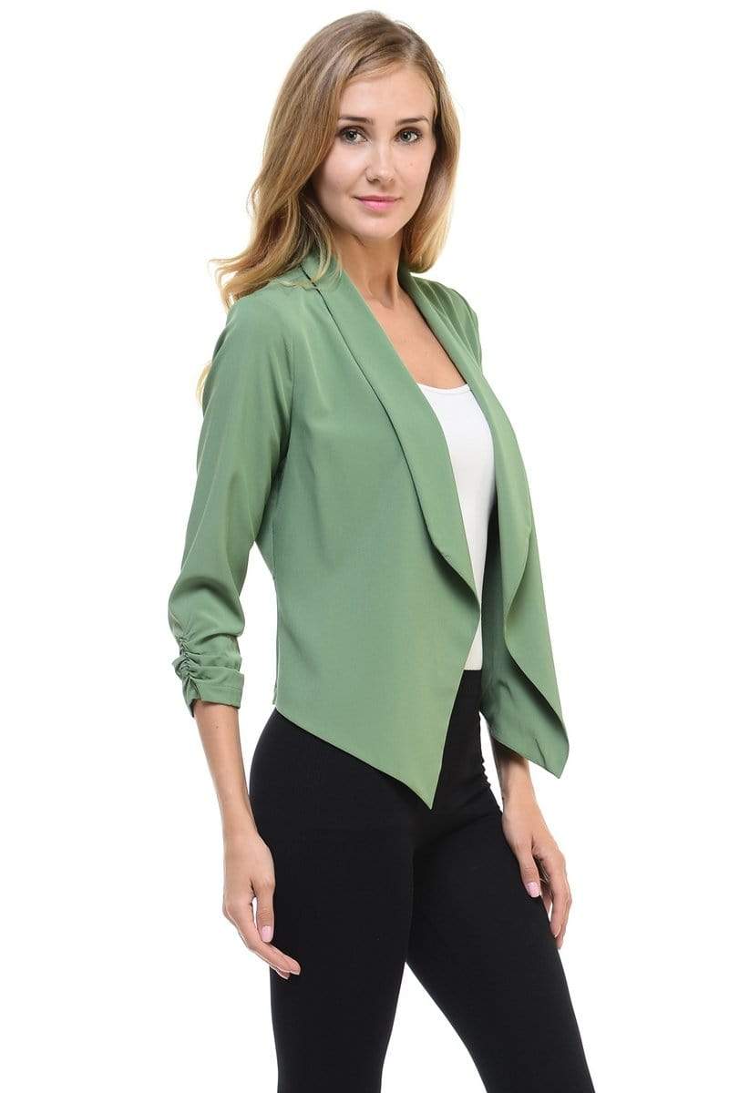 Auliné Collection Apparel Auliné Collection Womens Casual Lightweight 3/4 Sleeve Fitted Open Blazer Plus Size