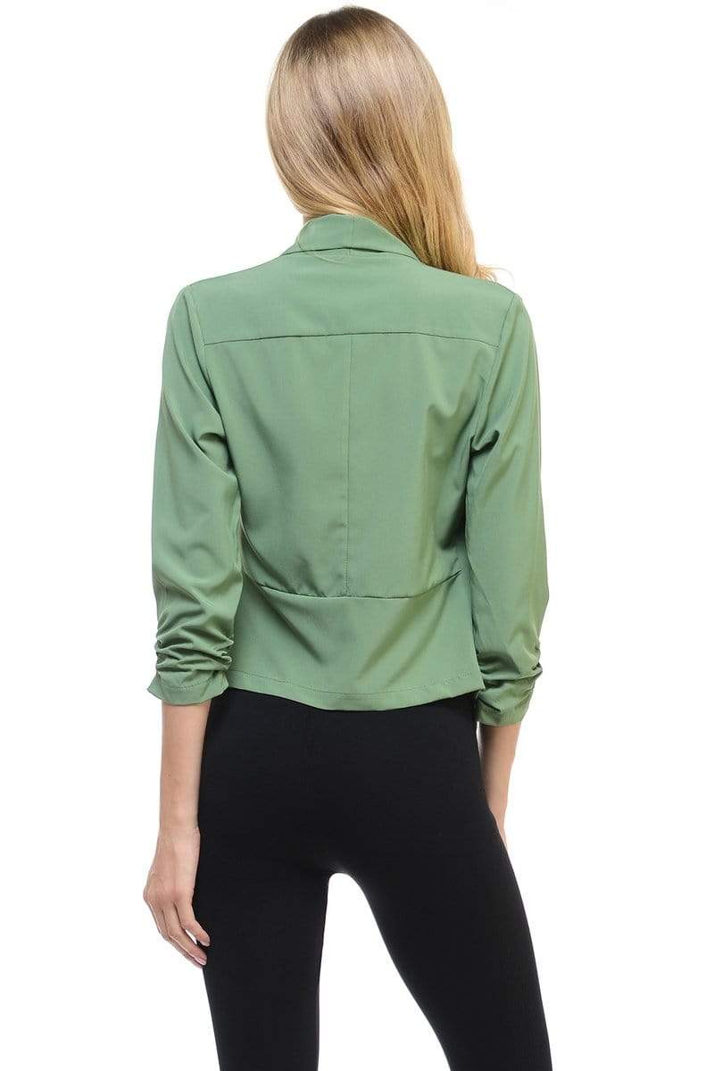 Auliné Collection Apparel Auliné Collection Womens Casual Lightweight 3/4 Sleeve Fitted Open Blazer Plus Size