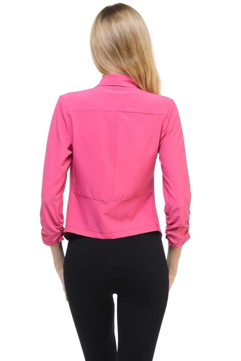Auliné Collection Apparel Auliné Collection Womens Casual Lightweight 3/4 Sleeve Fitted Open Blazer Plus Size