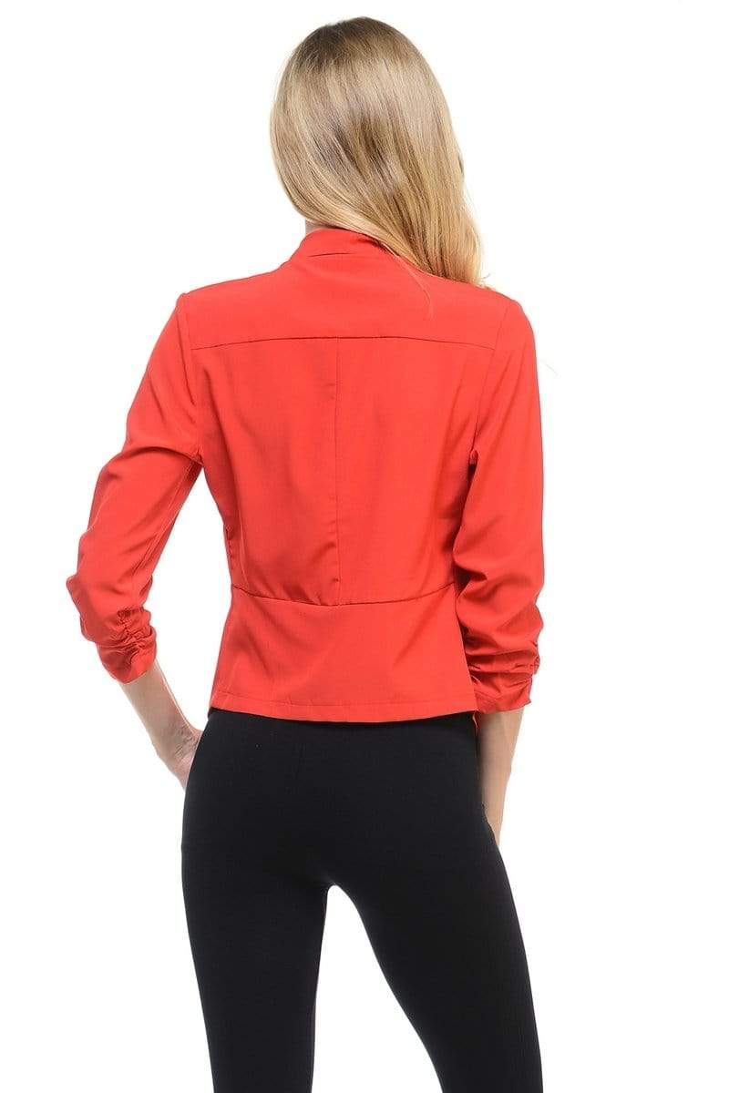 Auliné Collection Apparel Auliné Collection Womens Casual Lightweight 3/4 Sleeve Fitted Open Blazer Plus Size