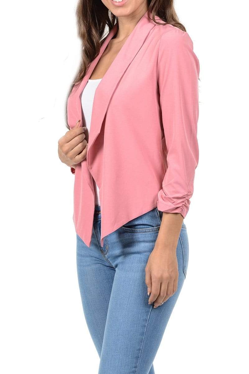Auliné Collection Apparel Auliné Collection Womens Casual Lightweight 3/4 Sleeve Fitted Open Blazer Plus Size
