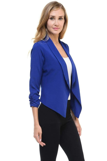 Auliné Collection Apparel Auliné Collection Womens Casual Lightweight 3/4 Sleeve Fitted Open Blazer Plus Size